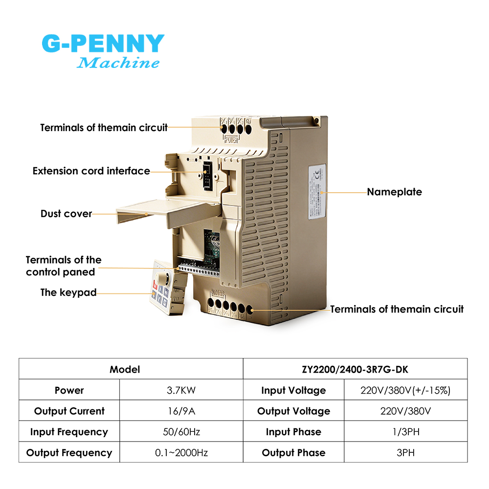 G-Penny 3,7 kW ‌   220V/380V V - Variable Frequency Drive 3 Phase 380V recensie en prijs