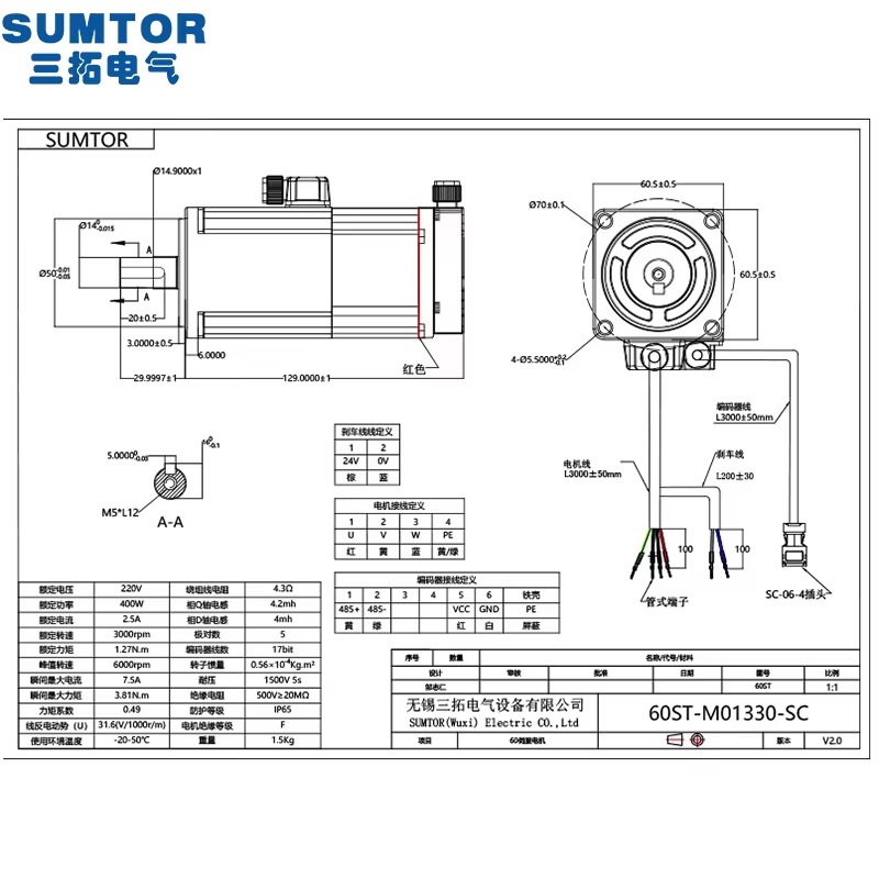 Servomotorenset 220V 400W Rem  - Servo Motor 400W With Driver recensie en prijs